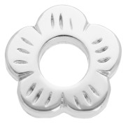Perla a forma di disco con motivo floreale da 10,5 mm - Placcatura in argento finito con effetto invecchiato x4