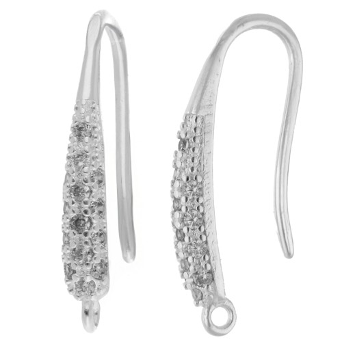 Ganci per orecchie da 20 mm con ossido di zirconio e cerchio - Placcatura fine in argento x2