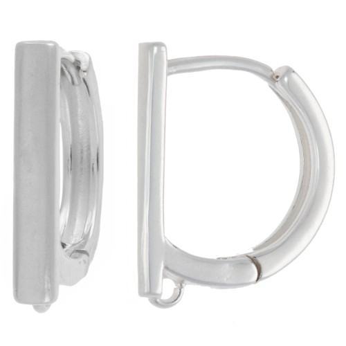 Barretta Dormeuses 15,5x12 mm con 1 anello aperto - Placcatura argento fine x2