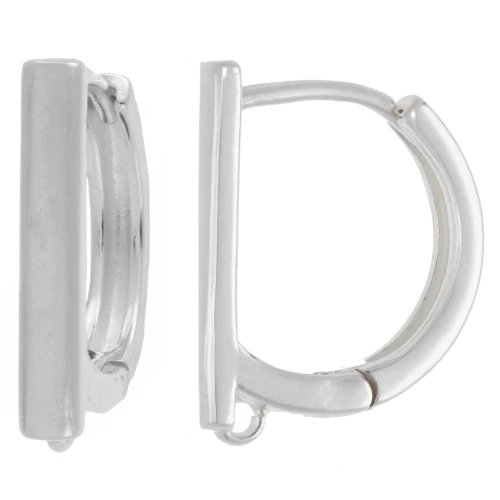 Barretta Dormeuses 15,5x12 mm con 1 anello aperto - Placcatura argento fine x2
