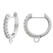 Orecchini a cerchio rotondi sottili da 14 mm - ossidi di zirconio e anello - Placcatura in argento fino x2