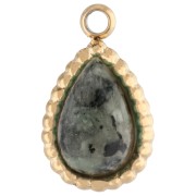 Charm a goccia 10x6 mm - Acciaio inossidabile 304 dorato - Turchese africano