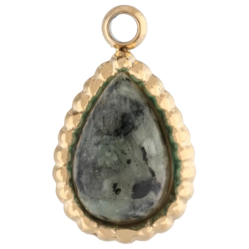 Charm a goccia 10x6 mm - Acciaio inossidabile 304 dorato - Turchese africano