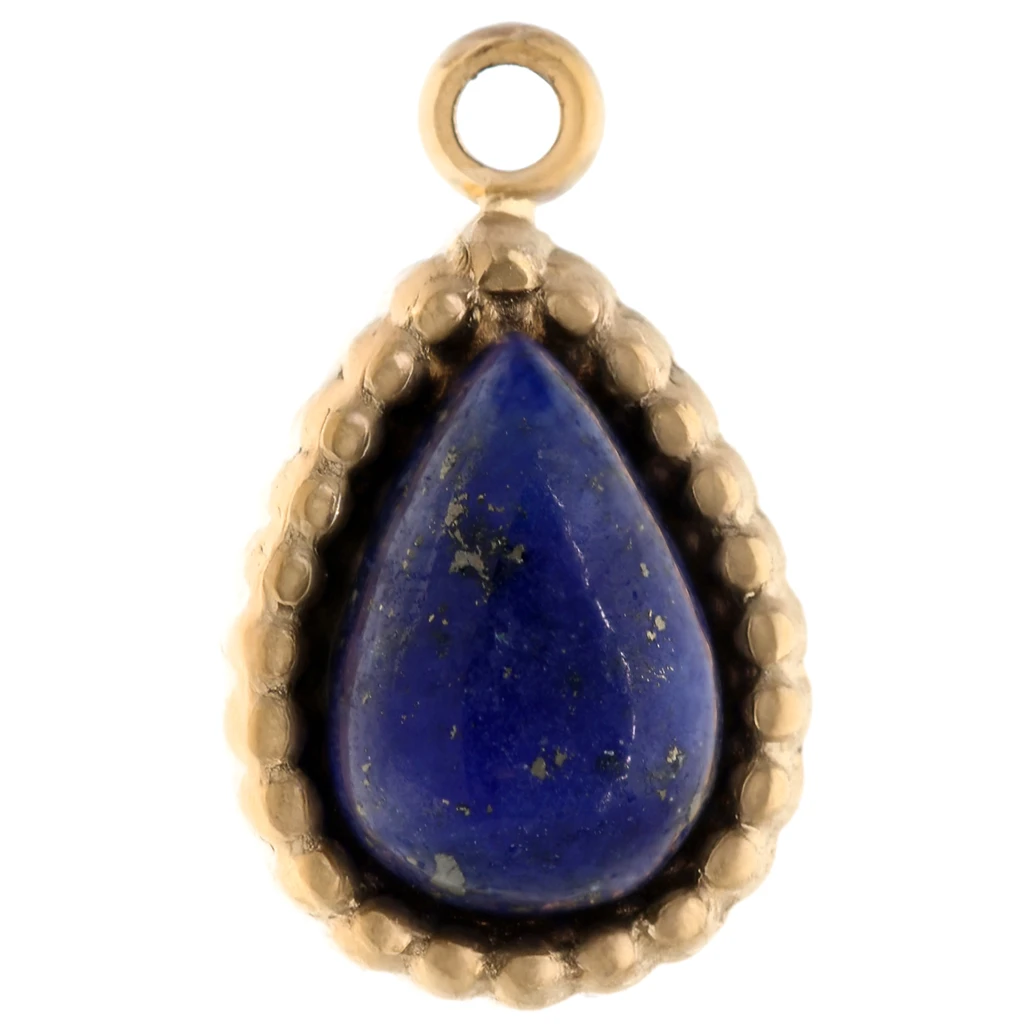 Collana Con Pendente Ovale In Lapislazzuli Naturale Blu - Pietra Preziosa Egiziana Su Catenina Ball 18 Pollici