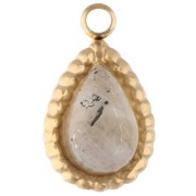 Charm a goccia 10x6 mm - Acciaio inossidabile 304 dorato - Labradorite x1