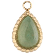 Charm a goccia 10x6 mm - Acciaio inossidabile 304 dorato - Aventurina x1