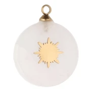 Ciondolo a raggiera da 15 mm - Acciaio inossidabile 304 oro - Quarzo rosa x1