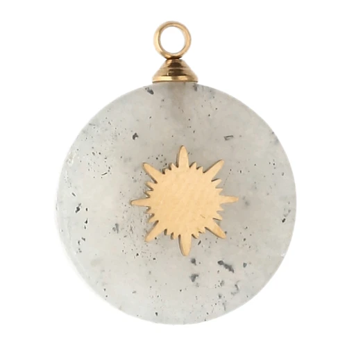Ciondolo a raggiera da 15 mm - Acciaio inossidabile 304 - Labradorite x1
