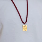 Ciondolo a rettangolo 27,5x18 mm - segno zodiacale Ariete - acciaio inossidabile 304 Gold x1