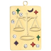 Ciondolo a rettangolo 27,5x18 mm - segno zodiacale Bilancia - acciaio inossidabile 304 Gold|raw }}