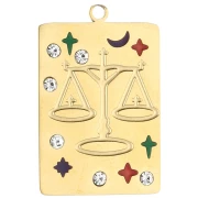 Ciondolo a rettangolo 27,5x18 mm - segno zodiacale Bilancia - acciaio inossidabile 304 Gold
