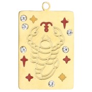 Ciondolo a rettangolo 27,5x18 mm - Segno zodiacale Scorpione - Acciaio inossidabile 304 Gold|raw }}