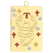Ciondolo a rettangolo 27,5x18 mm - Segno zodiacale Scorpione - Acciaio inossidabile 304 Gold