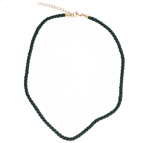 Collana con cordino ritorto in poliestere da 4 mm - Acciaio inox 304 - Oro - Verde scuro x1