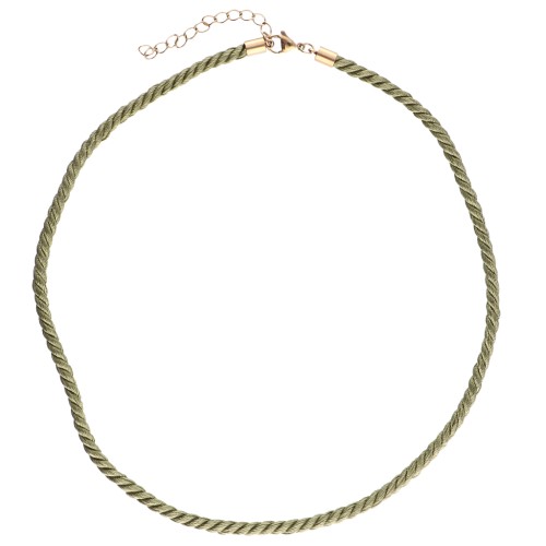 Collana con cordino ritorto in poliestere da 4 mm - Acciaio inox 304 - Oro - Cachi x1