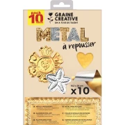 Confezione da 10 fogli da rilievo in metallo 29x18,5 cm Graine Creative - Oro - Argento