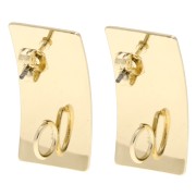 Orecchini a perno rettangolari 25x13 mm con anello aperto - Oro x2