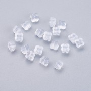 Farfalline in silicone da 6 mm a forma di trifoglio per orecchini perno - Trasparenti x10