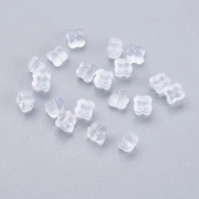 Farfalline in silicone da 6 mm a forma di trifoglio per orecchini perno - Trasparenti x10