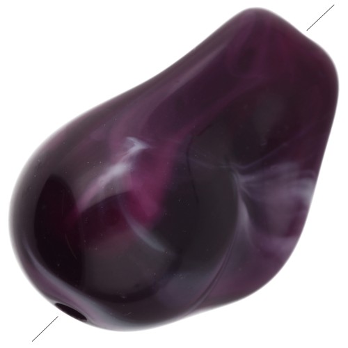 Perle irregolari 21x15 mm in resina traslucida - Viola marmorizzato x10