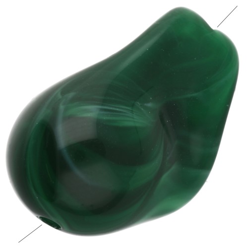 Perle irregolari 21x15 mm in resina opaca - Verde scuro marmorizzato x10