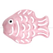 Perla pesce in ceramica 27x20 mm - Rosa chiaro - Bianco x1