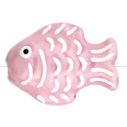Perla pesce in ceramica 27x20 mm - Rosa chiaro - Bianco x1