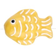 Perla pesce in ceramica 27x20 mm - Giallo - Bianco x1