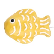 Perla pesce in ceramica 27x20 mm - Giallo - Bianco x1