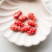19x11,5 mm Perlina pesce in ceramica - Rosso - Bianco x1