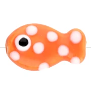 Perlina in ceramica a pois 19x11,5 mm - Arancione - Bianco x1