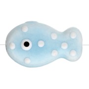 19x11,5 mm Perla di pesce in ceramica a pois - Azzurro - Bianco x1