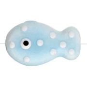 19x11,5 mm Perla di pesce in ceramica a pois - Azzurro - Bianco x1