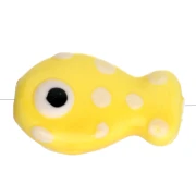 19x11,5 mm Perlina pesce in ceramica, a pois - Giallo - Bianco x1