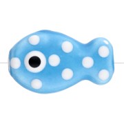 Perlina pesce in ceramica 19x11,5 mm - Blu - Bianca x1