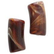 Perle tubolari curve 29x14 mm in acrilico opaco - Marrone scuro marmorizzato - Beige x10