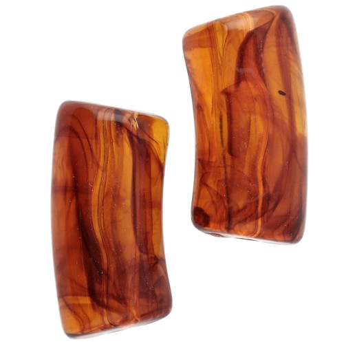 Perle tubolari curve 29x14 mm in acrilico trasparente - Marbré Fauve x10