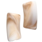 Perle tubolari curve 29x14 mm in acrilico opaco - Beige marmorizzato - Marrone x10