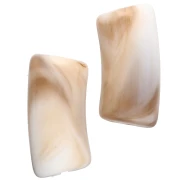 Perle tubolari curve 29x14 mm in acrilico opaco - Beige marmorizzato - Marrone x10