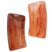 Perle tubolari curve 29x14 mm in acrilico trasparente - Marrone marmorizzato x10