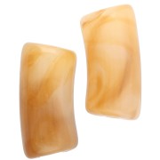 Perle tubolari curve 29x14 mm in acrilico traslucido - Ambra marmorizzata - Bianco x10