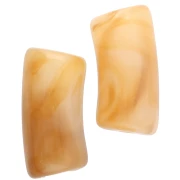 Perle tubolari curve 29x14 mm in acrilico traslucido - Ambra marmorizzata - Bianco x10