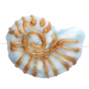 Perla di ceramica con guscio di lumaca 21x16 mm - Blu - Oro x1