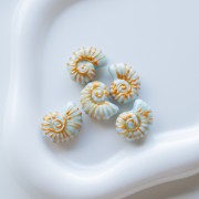 Perla di ceramica con guscio di lumaca 21x16 mm - Blu - Oro x1