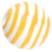 Perline rotonde in ceramica a righe 12 mm - Bianco - Giallo x4