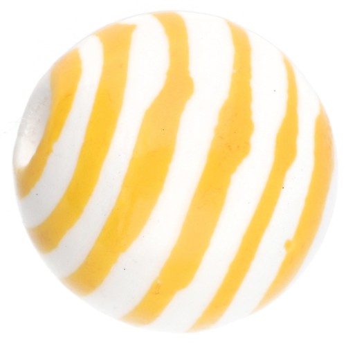 Perline rotonde in ceramica a righe 12 mm - Bianco - Giallo x4