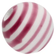 Perline rotonde in ceramica a righe 12 mm - Bianco - Rosa antico x4