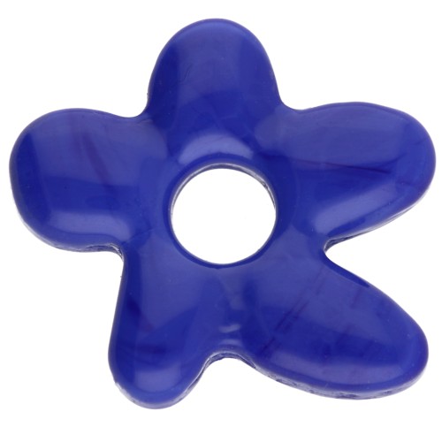 Perla fiore irregolare 18x17 mm in vetro opaco - Blu scuro x1