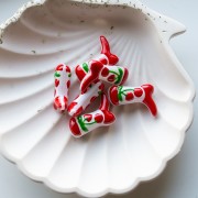 Perlina Santiag - stivale da cowboy 24x17 mm in vetro - motivo Cherry - Rosso x1