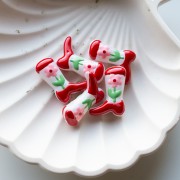 Perla Santiag - Stivale da cowboy 24x17 mm - Motivo floreale - Rosso - Rosa